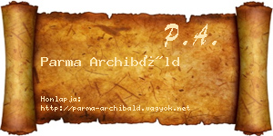 Parma Archibáld névjegykártya
